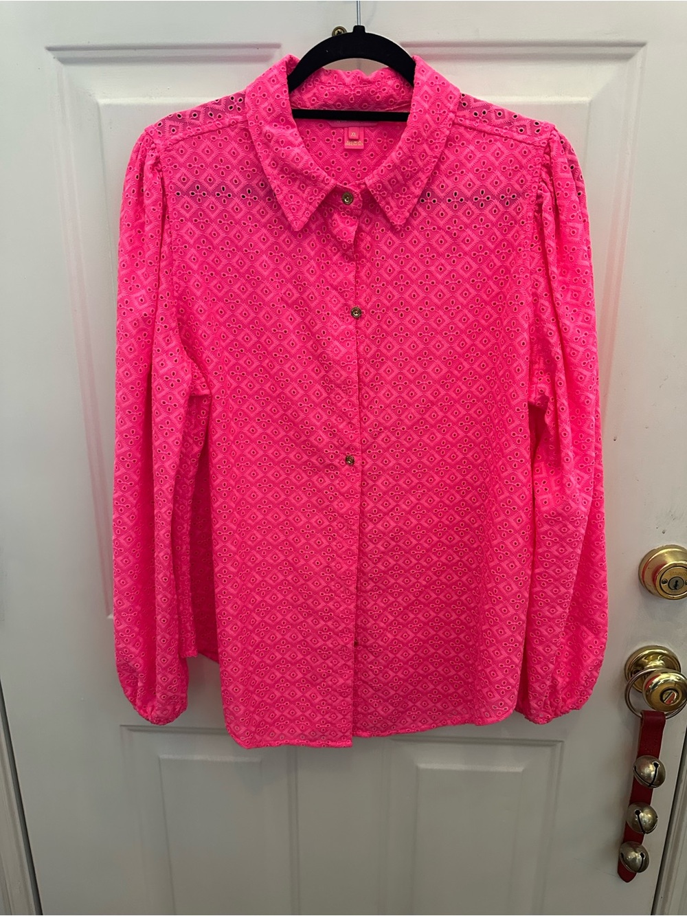 Lilly Pulitzer Hot Pink Eyelet Button-Down Shirt